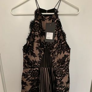 Black and nude lace romper